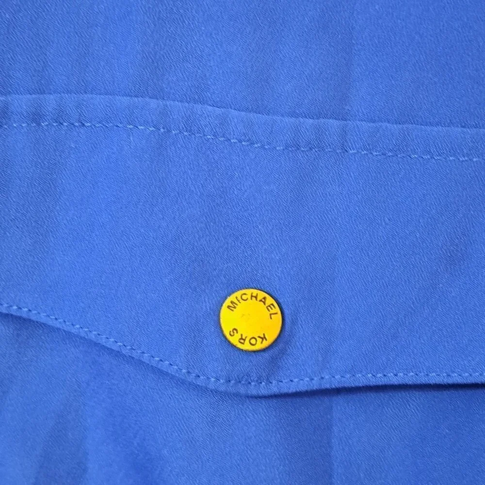 Michael Michael Kors Women's S Long Sleeve Full Zip Blue Blouse Career Office